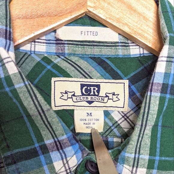 Club Room Fitted Brushed Cotton Plaid Button Down Shirt size Men's M - Picture 9 of 9